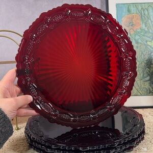 Vintage Avon 1876 Cape Cod Collection Dinner Plate Red 10.25" Victorian set of 4